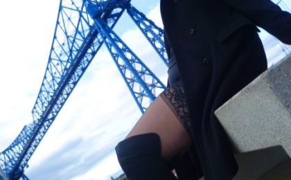 Pro Domme Mistress Orchid the #TeesValleyMistress posing by Tees Transporter Bridge